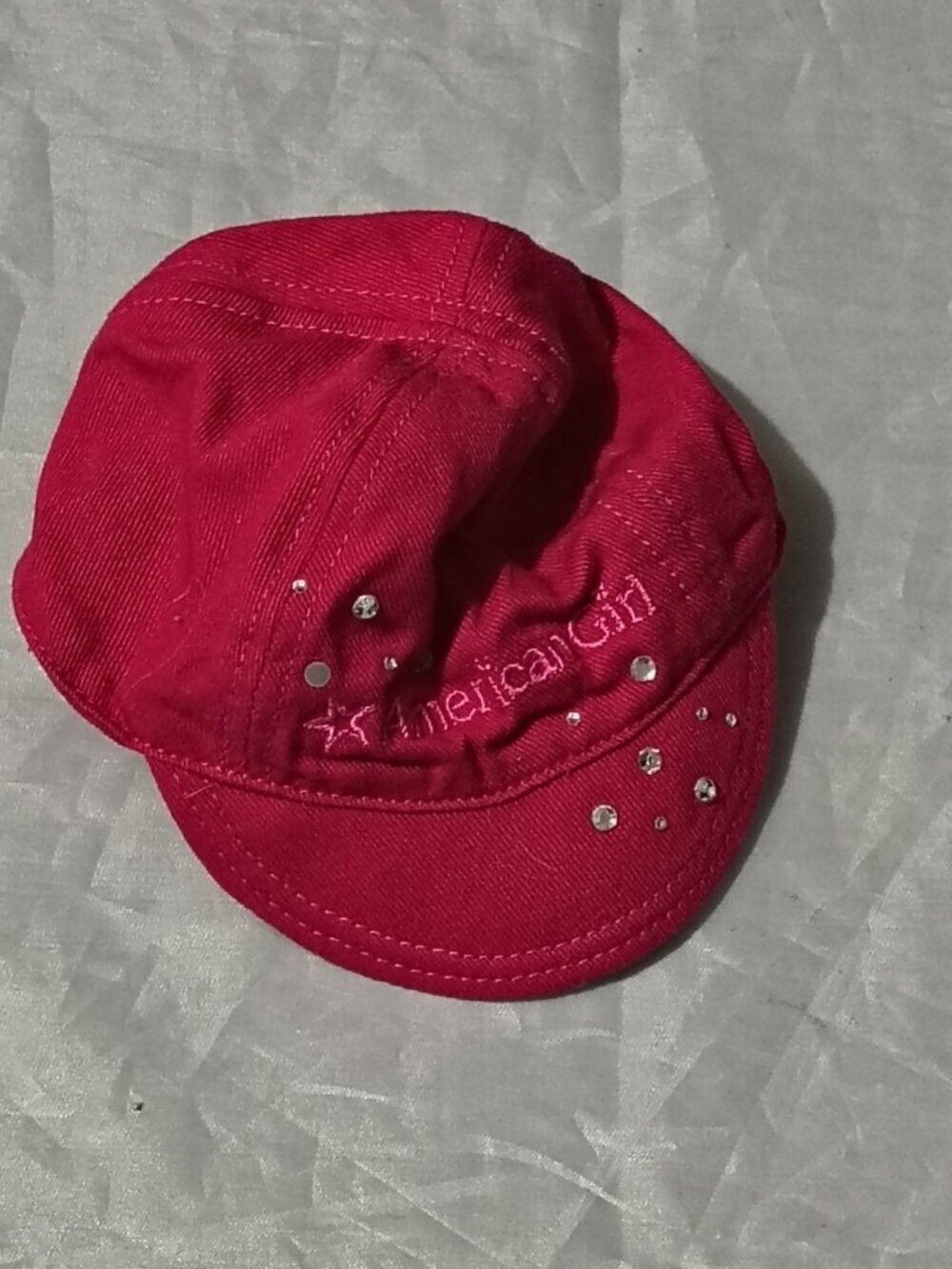 American Girl Red Baseball Cap Girls Rhinestones Adjustable One Size